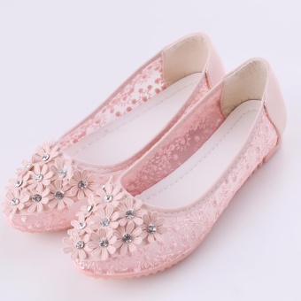 Hanyu New Fashion Summer Sandals Shoes Flat Mesh Sandals with Breathable Shoes Flower Rhinestone Net Shoes - intl