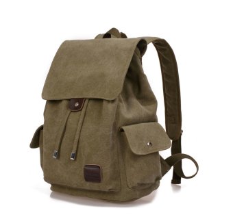 Tas Ransel Kanvas Impor Backpack Canvas Import Laptop Pria Wanita - Army Green