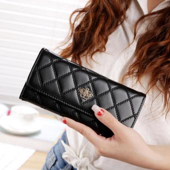 Wanita dompet wanita kulit kopling panjang PU tas dompet pemegang kartu BA004-Black - International