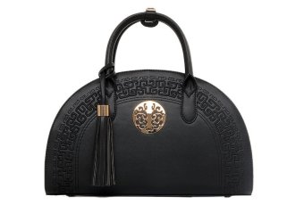 360DSC Women Classical National Wind PU Leather Tassel Shells Tote Handbags Shoulder Bag - Black- INTL
