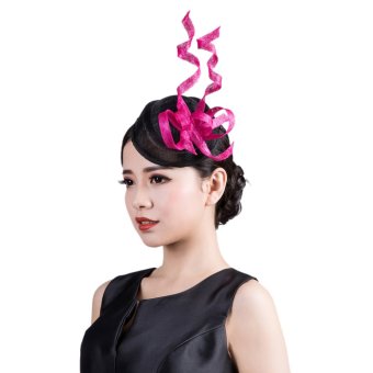 EOZY Fashion Lady Girl 's Linen Headwear Feather Hair Accessories For Bridal Wedding Photography Banquet (Black) - Intl