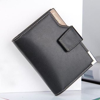 BAELLERRY Unique Trifold Men's Wallet Short Design Hasp Purse Black