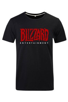 Cosplay Men's Blizzard Entertainment Logo T-Shirt (Black Red)