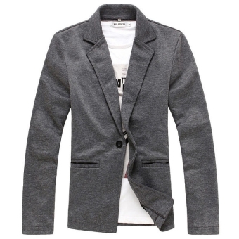 GE Stylish Men Slim Fit One Button Formal Suit Blazers M~XXL Coat Jacket Top (Gray)