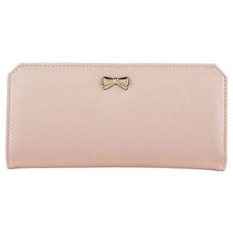 Berwarna merah muda model dompet kulit panjang wanita pemegang kartu dompet tas wanita - Internasional
