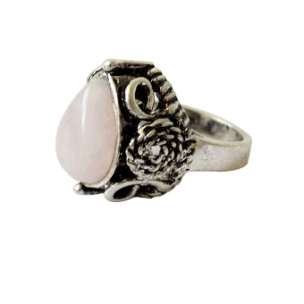 Jetting Buy Vintage Pear Round Cut Pink Rose Quartz Silver Plated Flower 6.5 8 9 Ring Women 8