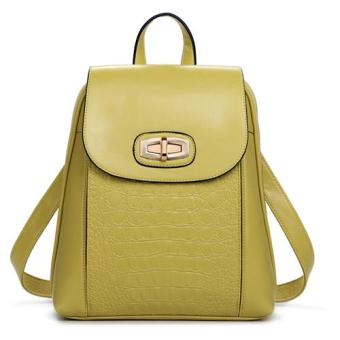 Womens Backpack PU Leather Crocodile Backpack Korean Style Featured Brand Shoulder Bag(apple green) - intl