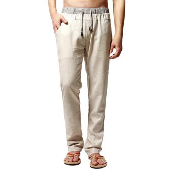 EOZY Korean Style Brand New Fashion Men Male Leisure Summer Beach Outdoor Trousers Casual Pants (Beige)