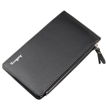 Men's Bifold Leather Credit Card Holder Billfold Wallet Purse Checkbook Clutch - Black