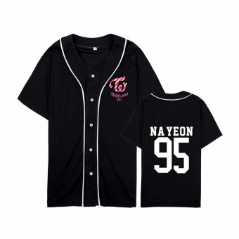 ALIPOP Kpop Korean Fashion TWICE Third Mini Album TWICEcoaster LANE1 NA YEON Cotton Cardigan Tshirt K-POP Button T Shirts T-shirt PT344(NAYEON Black) - intl