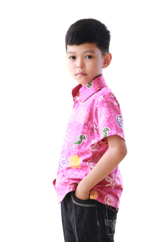 Oktovina-HouseOfBatik Hem Batik Katun Anak - Kids Batik HAKKL-2 - Merah muda