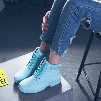 ZORO High Quality Women Boots Women's Casual Shoes, Women Fashion Motorcycle Boots, Genuine Leather Shoes (Light Blue) - intl