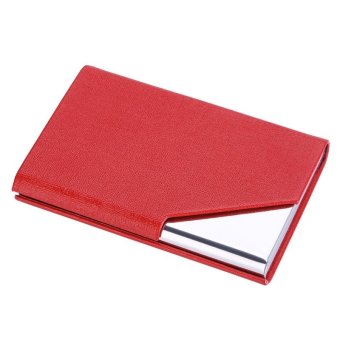RZ Business Name Card Holder Luxury PU Leather & Stainless Steel Multi Card Case,Business Name Card Holder Wallet Credit card ID Case / Holder For Men & Women(Red) - intl