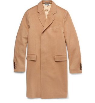 Mens Wool Long Covert Overcoat Warm Winter Mod Cromby Coat Velvet Collar Fashion Khaki - Intl