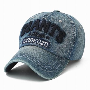 GEMVIE Vintage Cowboy Cotton Baseball Cap Letters Embroidered Sun Hat Adjustable Baseball Caps (Blue) - intl