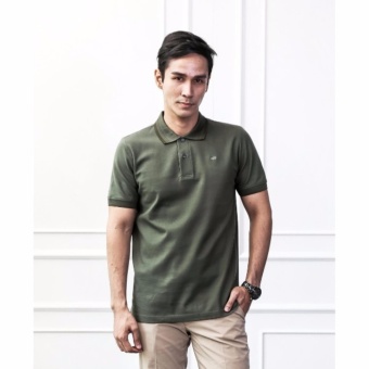 Crocodile Men Polo Shirt - Olive Green - Striped Collar M