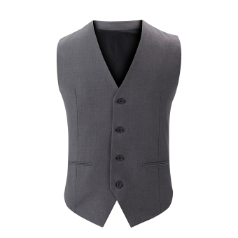 EOZY Trendy Men's Business Slim Fit Skinny Sleeveless V-neck Vest Waistcoat (Grey)