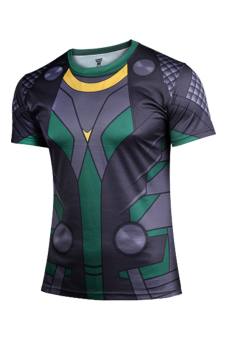 Cosplay Men's The Avengers Loki Style T-shirt (Black Green)