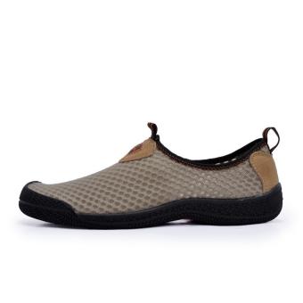 WOC Men's Hollow Single Net Shoes, Mesh Breathable Sports Shoes, Light Running Shoes, Mesh Shoes (light Brown) - intl