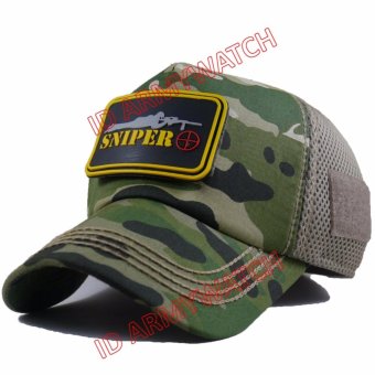 ARMY - Topi Army Hijau Muda Loreng - Badge Sniper TOP 1001-03