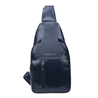 Men's leather chest pocket bag shoulder messenger bag leather fashion casual couple korean tide small backpack - intl