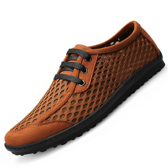 Seanut Men's Fashion Breathable Mesh Casual Shoes (Brown)