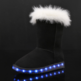 Cyou Women Fashion LED Snow Boots Winter Warm Anti-skip Boots (Black) - intl