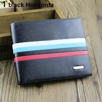 Broadfashion Men Stripe Bifold Faux Leather Business Wallet ID Card Holder Pocket Coin Purse - intl