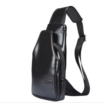 Pudding Men's casual inclined shoulder bag(Black)