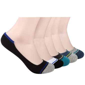 Habiter Mens No Show Low Cut Boat Shoes Liner Non Slip Modal Socks for Men Set of 5(Multicoloured)
