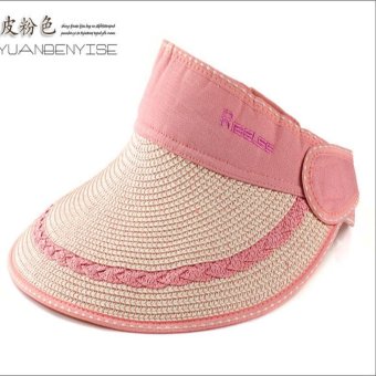 Women Summer Straw Hat Sun Hat Anti-UV Sun Visor Hats Foldaway Cap Beach Seaside Outdoor Hats Pink - intl