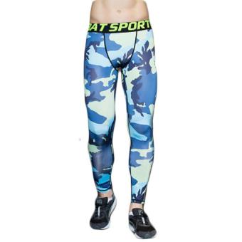 2017 NEW Camo Pants Camouflage Men Compression Tights Lycra Skinny Leggings G-ym Clothing Pants Fitness Jogger M (blue) - intl