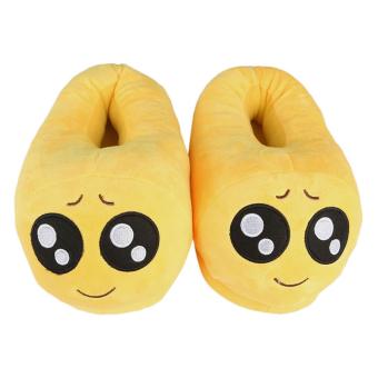 JNTworld QQ Expression Plush Slippers Indoor House Slippers for Children Adults(Yellow) - intl