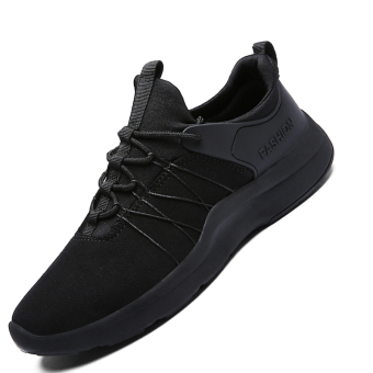 Seanut Man's Fashion Sneakers Sport Casual Breathable Comfortable Shoes (Black)