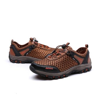 Couple Mesh Hiking Shoes 2017 Summer Women/Man Casual Flat Shoes Jogging Fashion Brand Walking Shoes Ms Leisure Breathable Mesh Tenis Comfortable Shoes(brown) - intl