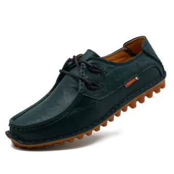 ZHAIZUBULUO Men Casual Leather Flats Shoes BXT-9989 Blue - intl