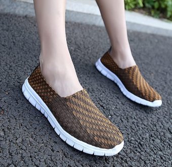 Summer Hand woven hollow men's shoes,Woman shoes,coffee - intl
