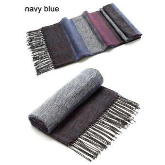 Striped Imitation Cashmere Scarf Men Scarves 2016 Fashionable Brand F1018-03(Navy Blue) - intl