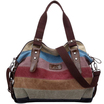 360DSC Women's Fashion Contrast Color Canvas Handbag Tote Shoulder Bag Crossbody Bag- INTL