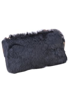 Jo.In Womens Clutch Bag Faux Fur Handbag Wallet Clutch Black - intl