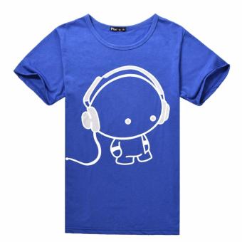 Jiayiqi Men Short Sleeve T-shirt Comfort Soft Cotton T-shirts Casual Tops - Blue - intl