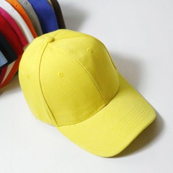 GEMVIE Korean Fashion Unisex Women Men Baseball Cap Solid Color Snapback Hip Pop Cap (Yellow) - intl