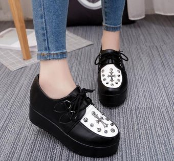 BIGCAT new fashion sneakers high Platform shoes for girls and women -white and black - Int'L - intl