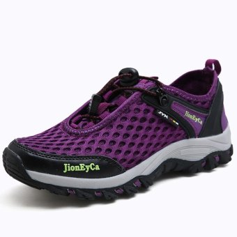 Couple Mesh Hiking Shoes 2017 Summer Women/Man Casual Flat Shoes Jogging Fashion Brand Walking Shoes Ms Leisure Breathable Mesh Tenis Comfortable Shoes(purple) - intl