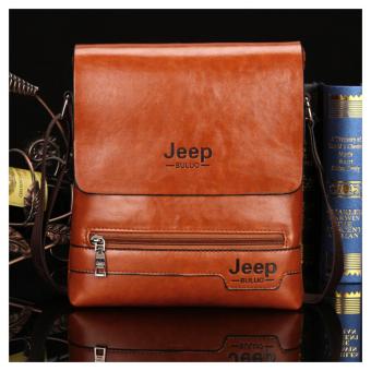 Jeep Cowhide Leather Crossbody Bag Shoulder Bag Men Tote Bag Business Casual Messenger Bag Small Size (Coffe) - intl