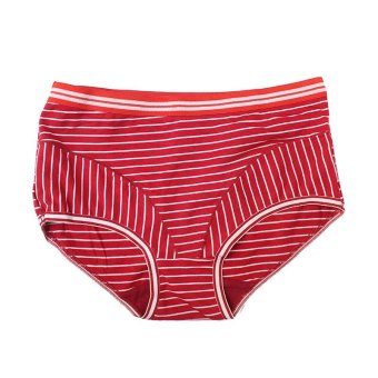 EELIC 9939 Celana Dalam Wanita, Warna Merah, Motif Bergaris-garis