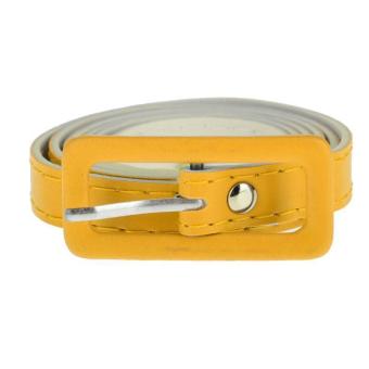New Fashion Women Cute Candy Color Faux Leather Thin Belt(Yellow) - intl