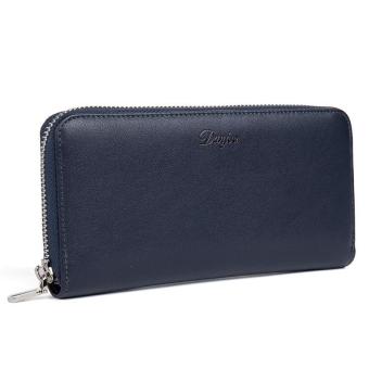 DANJUE Men Clutch Wallets Genuine Leather Long Business Purse for Male High Quality Card Phone Bag Holder (Blue) - intl