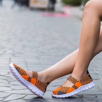 2017 Fashion Summer Women's Sandals Casual Sport Mesh Breathable Shoes Women Ladies Wedges Sandals,Orange - intl