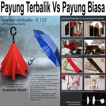Payung terbalik double layer - inverted umbrella / inside out umbrella - Merah
